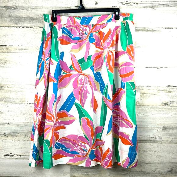 Lane Bryant Women’s Plus 18/20 Multicolor Floral Printed Midi Skirt Stretch NEW - Picture 2 of 8